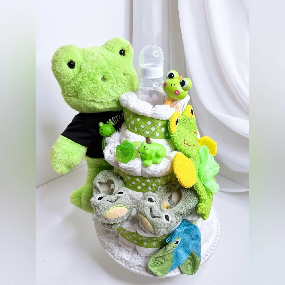 Frog Diaper Cake, Frog Themed Baby Gift Set